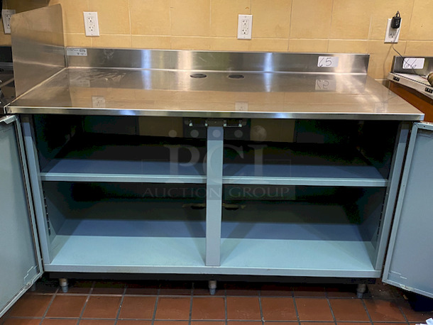 LIKE NEW! Duke SUB-P-60M Storage Cabinet With Stainless Steel Top and Backsplash. Unit Has a 36 inch work height 

WIDTH: 60 DEPTH: 30 HEIGHT: 40-1/2 - Image 2 of 5