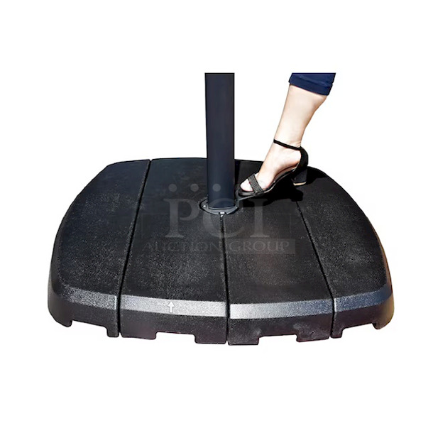 SimplyShade 11-ft 42-LED Light Cantilever Umbrella with Base, Solar/AC Powered. Color: Greige. Includes: 120 volt AC Adapter Cord. 360-Degree pivoting Hub W/ Foot Pedal To Swing Canopy Horizontally. 11-ft x 11-ft x 8.32-ft - Image 11 of 12