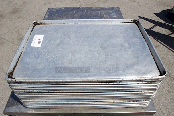 Full Size Sheet Pans, Wire In Rim Aluminum Pans. (27) Standard, (2) Perforated. 22x Your Bid - Image 6 of 8