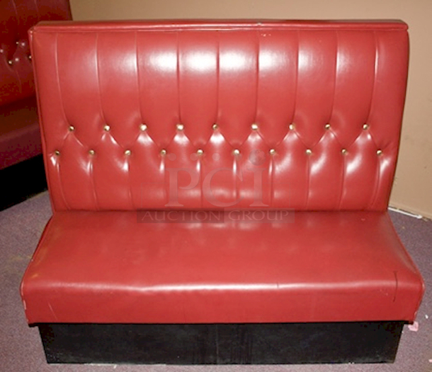 High Quality! Ruby Red Double Button Tufted Booth Seating, Fully Upholstered, Heavy Duty Hardwood Frame and Removable Seat- 46x46x42 - Image 3 of 5
