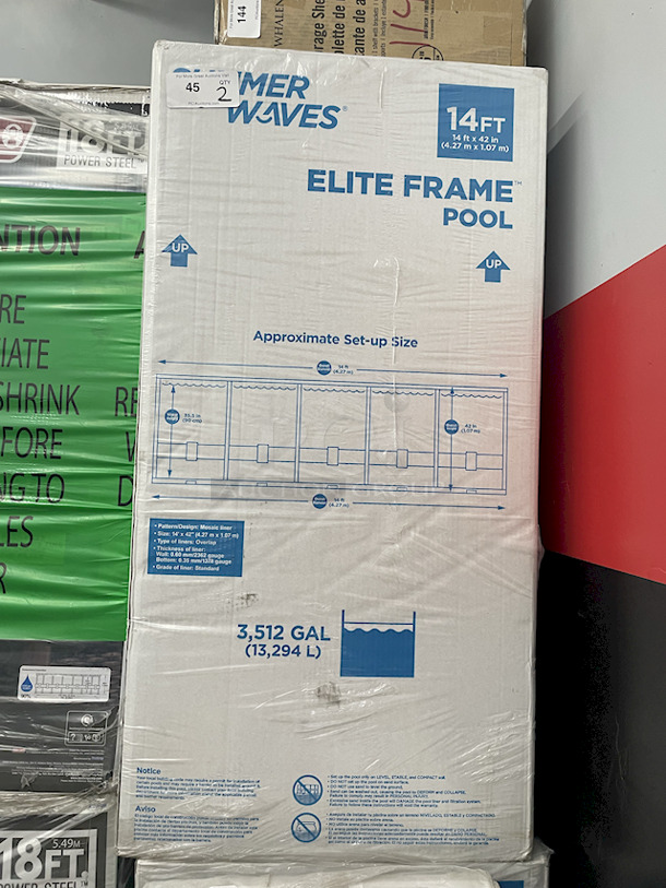 STAY COOL!! Summer Waves 14ft x 42in Pool Set. Contains: 1 pool, 1 filter pump, Type C Filter Cartridge, 1 ladder, 1 pool cover. 2x Your Bid - Image 2 of 2