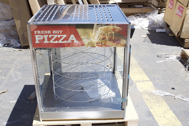 BRAND NEW SCRATCH & DENT! ServIt PDW18D1 18" Full-Service Pizza Warmer with 4-Shelf Rotating Rack. Broken Glass.
 - Image 6 of 8