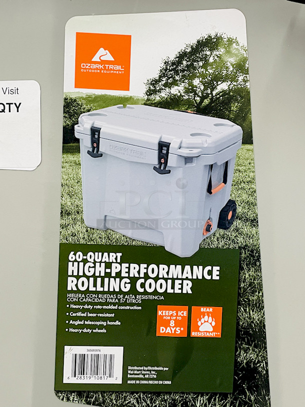 Ozark Trail 60-Quart High Performance Rolling Cooler – KEEPS ICE For Up To 8 DAYS, Angled Telescoping Handle, Heavy Duty Wheels, Certified Bear Resistant. - Image 4 of 5