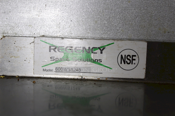SCORE! Regency  600WS1248 18 Gauge Stainless Steel 12" x 48" Solid Wall Shelf - Image 2 of 3