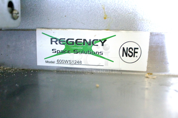 SCORE! Regency  600WS1248 18 Gauge Stainless Steel 12" x 48" Solid Wall Shelf - Image 4 of 5