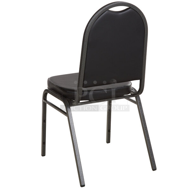 BRAND NEW SCRATCH & DENT! Lancaster Table & Seating Black Stackable Banquet Chair with 2" Padded Seat and Silver Vein Frame. 20x Your Bid

 - Image 2 of 4