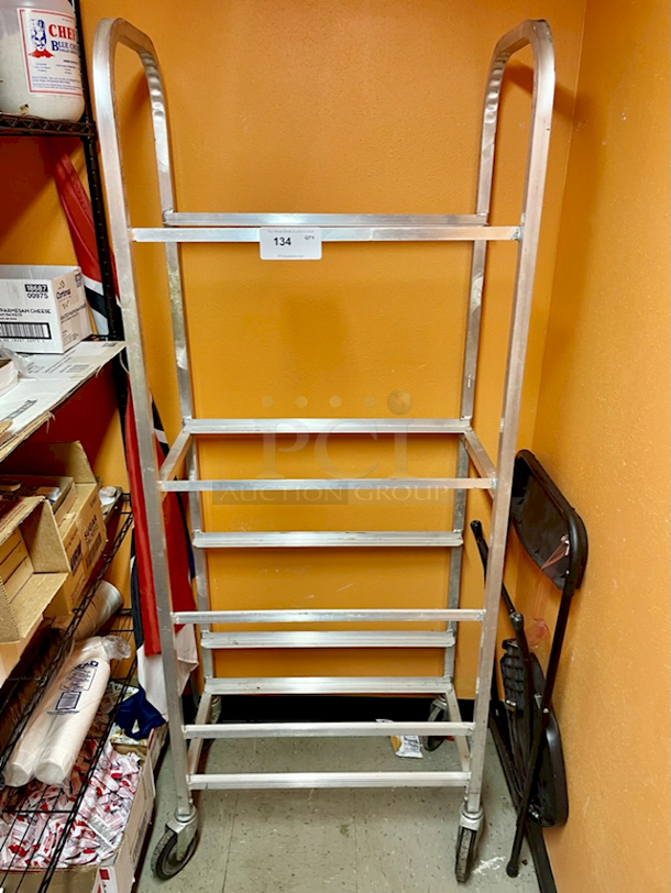 Load King 5 Shelf Aluminum Bakery Rack On Commercial Casters, 5 Shelfs.                            29-3/4 x 16-1/4 x 68-1/4