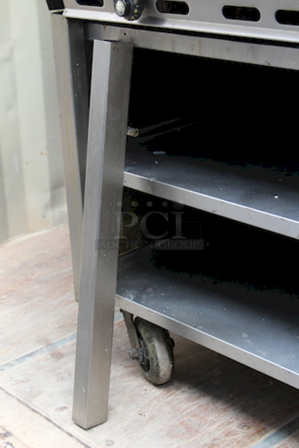 AMAZING! Montague 36-8 Legend 36" Heavy Duty Gas Range With 36" Fry Top & Open Cabinet Base On Commercial Casters With Removable Grease Trap. 36x37x42 - Image 4 of 8