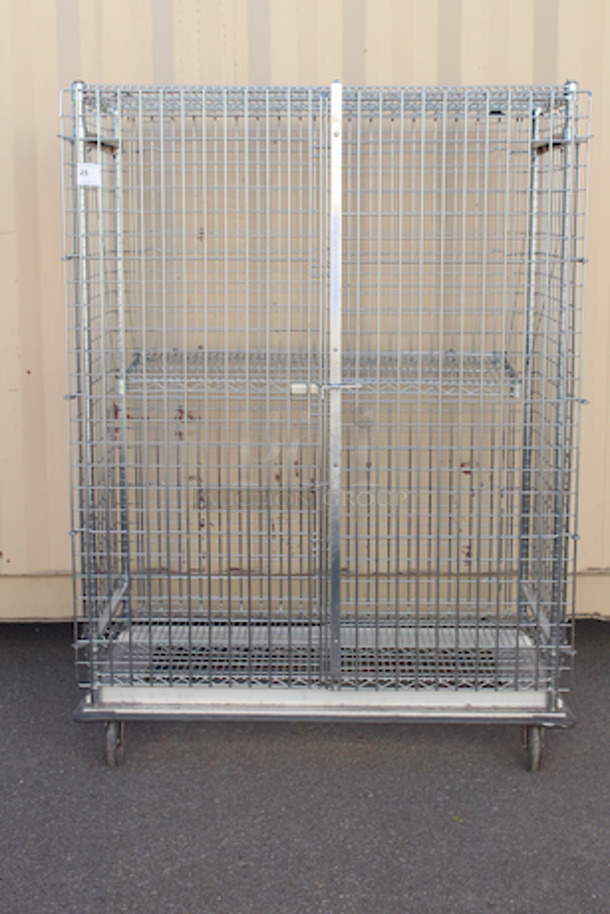 SECURE! Mobile Stainless Steel Wire Security Cage On Commercial Casters. 25x46x65-1/2 - Image 2 of 5