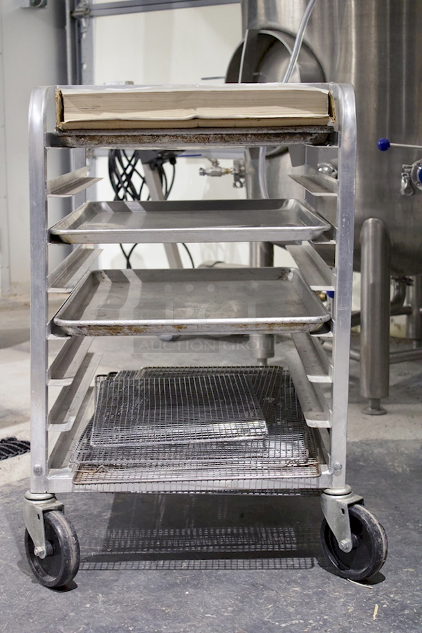 SWEET DEAL! Channel 430A 8 Pan Aluminum End Load Undercounter Sheet / Bun Pan Rack - Assembled, On Commercial Casters + Package Of ProPan Quilon-Coated Grease Pan Liners For Full Size Pans - Image 3 of 6
