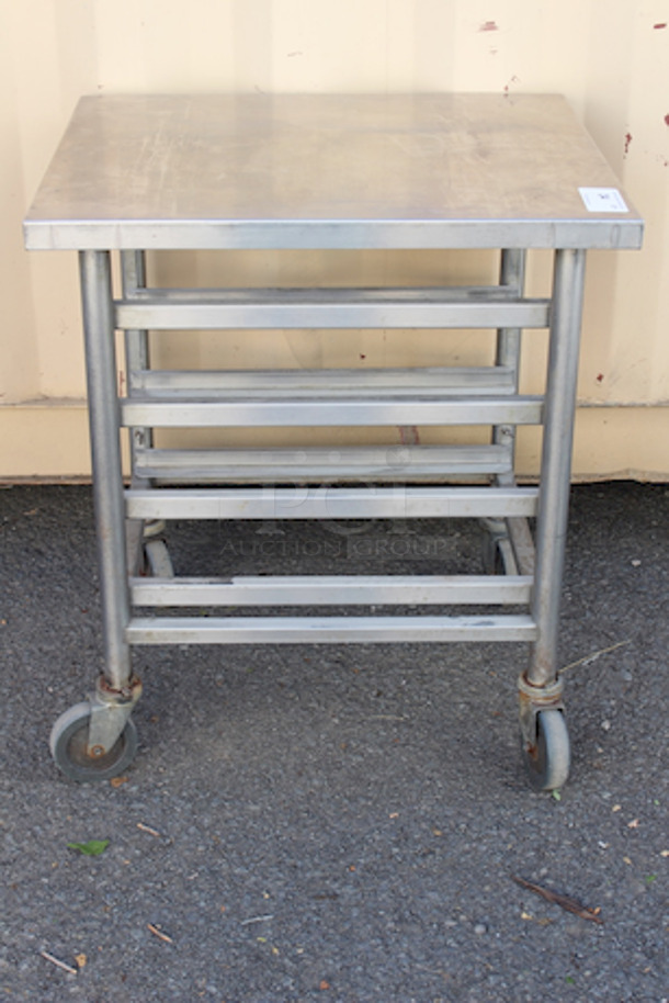 APW 65-2630 Worktop With (4) Bun Pan Racks On Commercial Casters 30x26x34 - Image 3 of 4