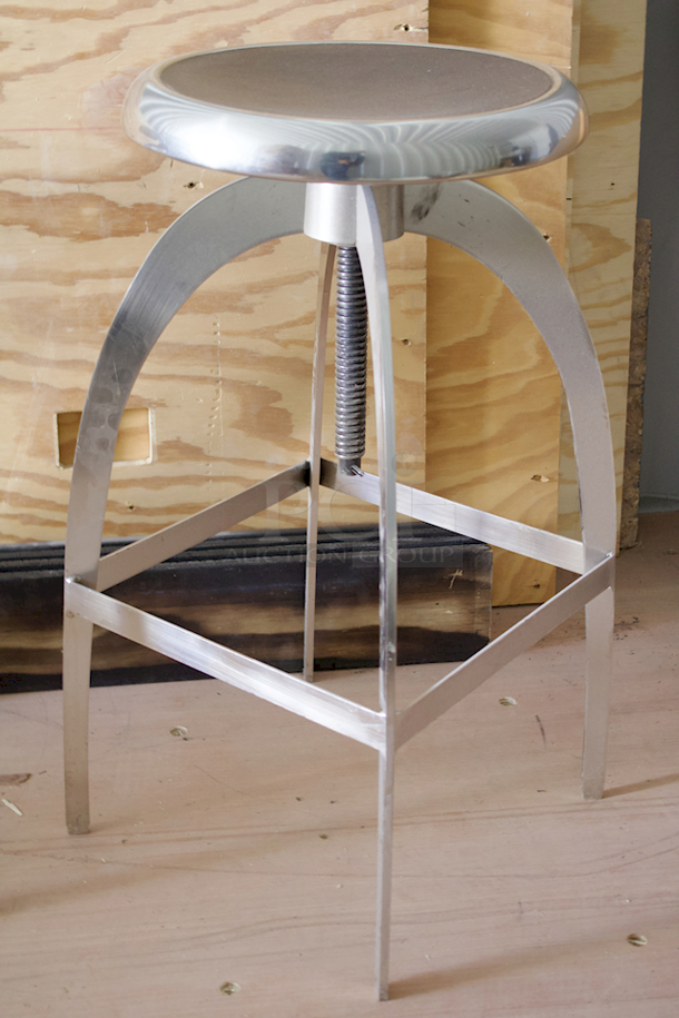 Colby Adjustable Bar Stool, Black Seat & Nickel Finish. 5x Your Bid - Image 3 of 4