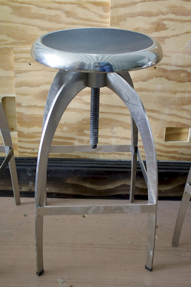 Colby Adjustable Bar Stool, Black Seat & Nickel Finish. 5x Your Bid - Image 4 of 4