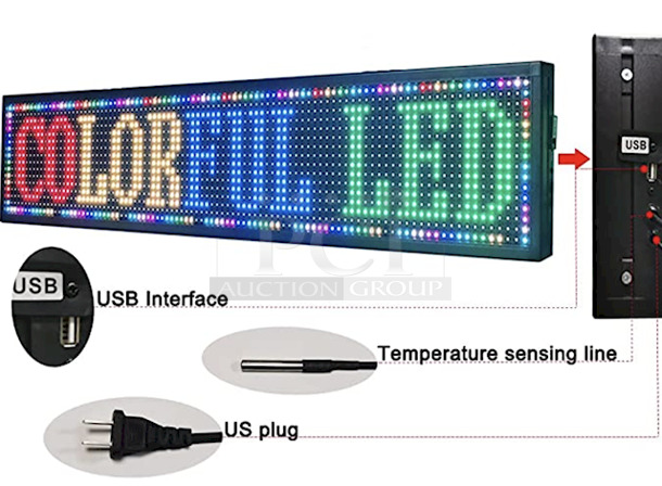 NEW / IN THE BOX!! P-10 Outdoor LED Scrolling Messages Screens For Advertisement, WIFI-USB Input, 110V, RWBGY, RGB Full Color, High Resolution, Programable. 40" x 8" - Image 2 of 4