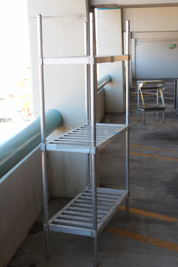 New Age 31842TT7 Keg Storage Rack. 42"W x 18"D x 76"H, (4) 1/2 barrel keg capacity or (12) 1/6 barrel keg capacity, (3) shelves, "T"-Bar shelves, aluminum construction, Made in USA - Image 2 of 3