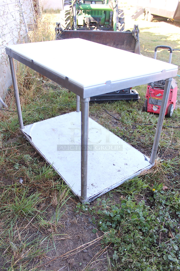 NEW! 30" x 48" 14-Gauge 304 Stainless Steel Poly Top Table with (2) 3/4" Thick Poly Tops and Undershelf.  - Image 2 of 5