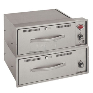 BRAND NEW, NEVER USED. Wells RW-26HD Two Drawer Heavy Duty Built-In Warmer - 120V.

Overall Dimensions: 
Height: 21" 
Width: 29-1/4"
Depth: 21-1/2"

Drawer Dimensions: 
Length: 23" 
Width: 21-1/2"
Depth: 10-7/8"

Pan Capacity: (2) 12" x 20" x 6" full size food pan

Please don't mind the dust on the outside. 