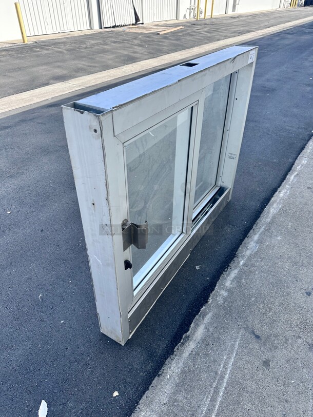 New Quikserv  Self-Closing Side Sliding Transaction Window With Standard Frame 36 W x 36 H Right Hand Slide Clear Anodized NSF - Image 6 of 8