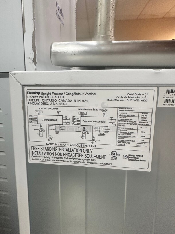 Late Model Danby DUF140E1WDD 13.8 cu ft Upright Freezer 115v Tested and Working - Image 6 of 10