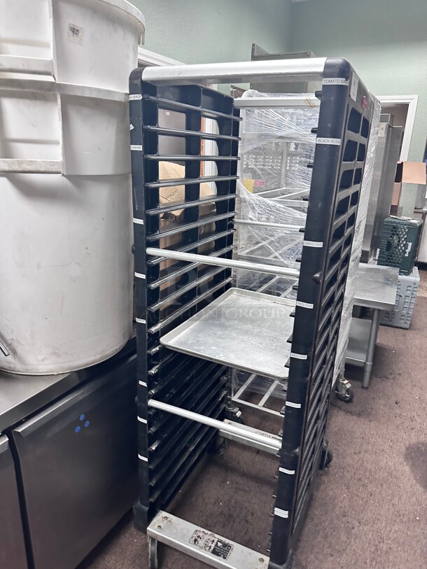 Clean! Rubbermaid FG332000BLA ProServe 18 Pan End Load Max System Black Bun / Sheet Pan Rack NSF - Image 1 of 5