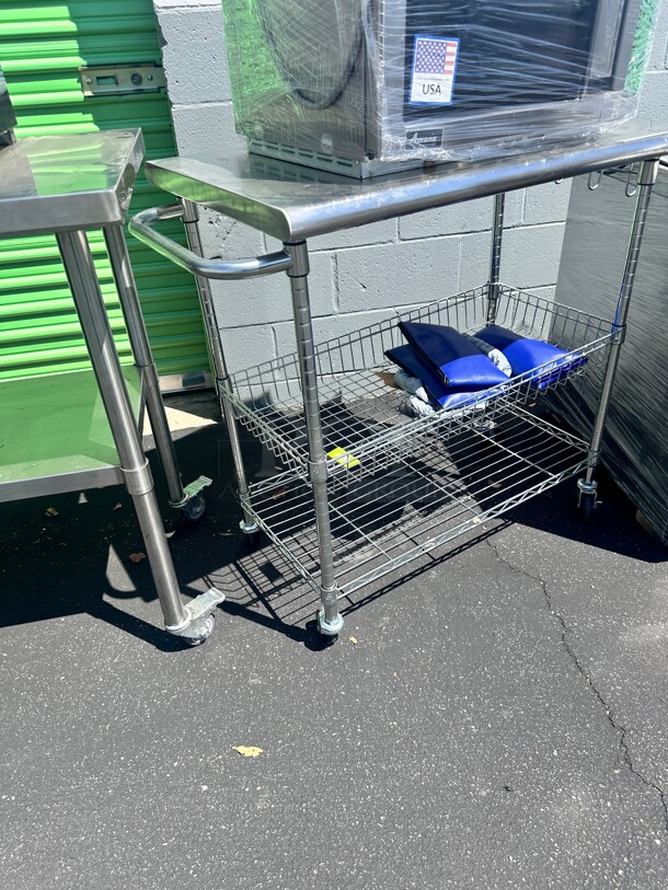 Excellent Stainless Steel Wire Cart - 34 x 20 x 36 Inch On Wheels - Image 4 of 6
