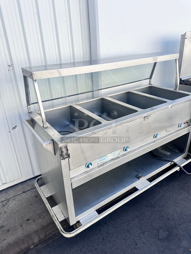 Excellent Condition Duke E304SW Electric 4 Compartment Hot Food Table With Sneeze Guard 220 Volt Tested and Working - Image 8 of 8