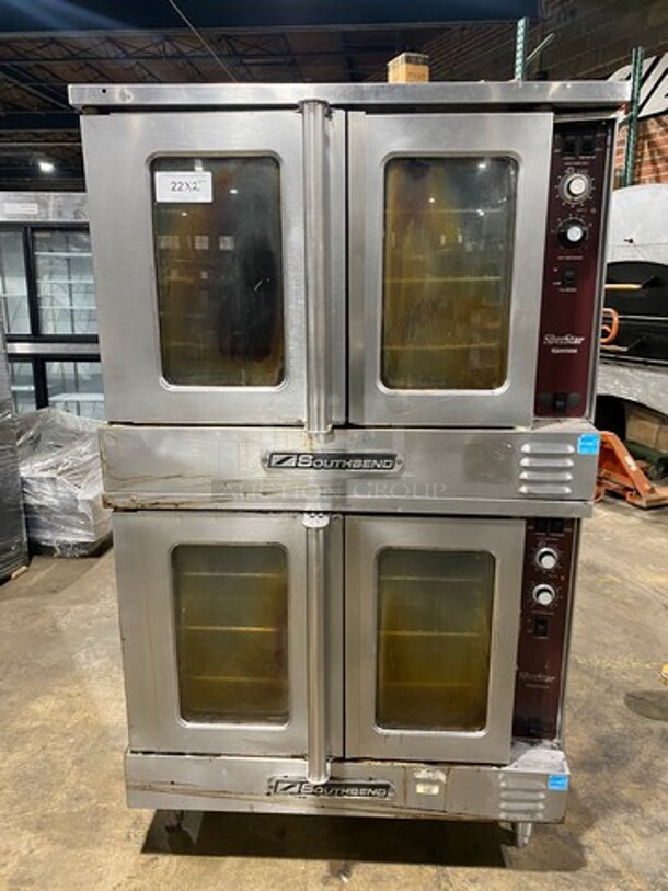 Southbend Commercial Natural Gas Powered Double Deck Convection Oven! With View Through Doors! Metal Oven Racks! All Stainless Steel! On Legs! Silver Star Edition! 2x Your Bid Makes One Unit!