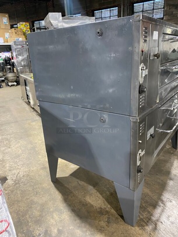 WOW! Morello Commercial Natural Gas Powered Double Deck Pizza/ Baking Oven! All Stainless Steel! On Legs! 2x Your Bid Makes One Unit! WORKING WHEN REMOVED! - Image 2 of 12