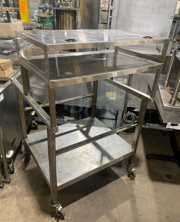 Stainless Steel Work Center With Double Over Head Shelf! On Casters! - Image 3 of 9