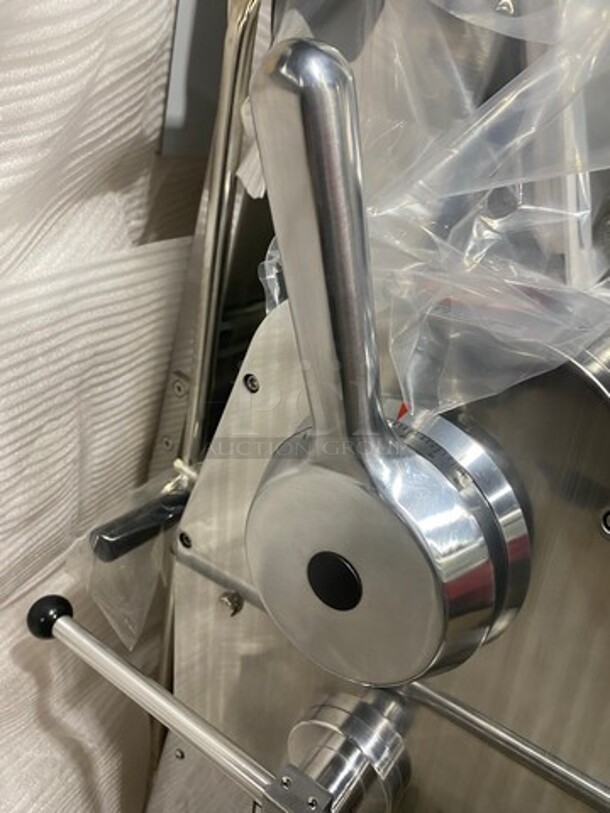 WOW! BRAND NEW! IN THE CRATE! Prepline Commercial Floor Style Reversible Dough Sheeter! Stainless Steel Body! Model: FSS120 SN: E21520179 120V 60HZ 1 Phase - Image 6 of 10
