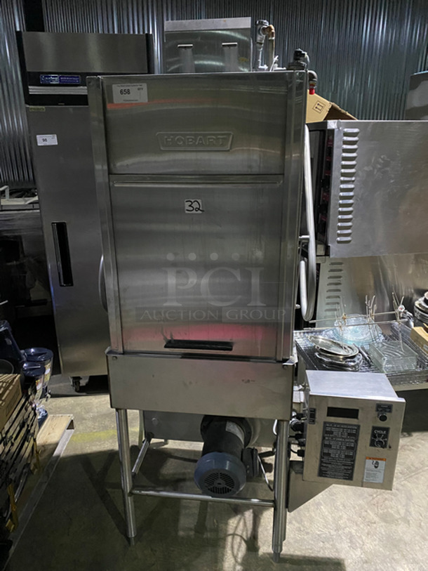 Hobart Commercial Pass-Through Dishwasher! All Stainless Steel! On Legs! Model: AM14T SN:231048799 208/240V 60HZ 3 Phase