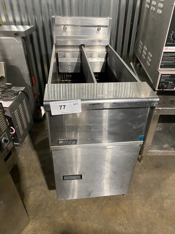 Pitco Commercial Electric Powered Split Bay Deep Fat Fryer! All Stainless Steel! On Legs! Model: SE14T SN: E10CD008548 208V 60HZ 3 Phase - Image 1 of 9