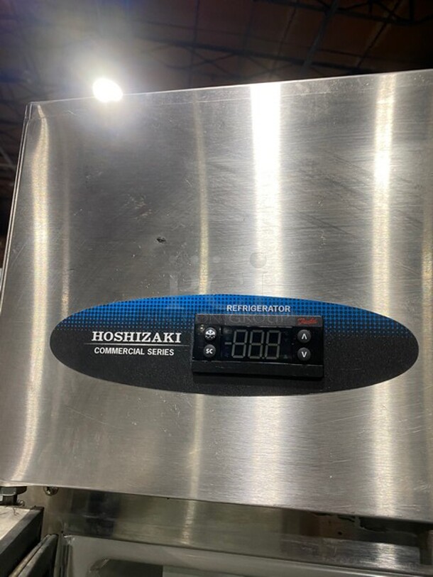 GREAT! Hoshizaki Commercial Double Glass Door Reach In Refrigerator! All Stainless Steel! With Built In Pan Racks! On Casters! 115V 1 Phase! Model: CR2B-FGY SN: E50251C!
 - Image 9 of 10