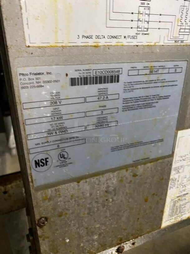Pitco Commercial Electric Powered Split Bay Deep Fat Fryer! All Stainless Steel! On Legs! Model: SE14T SN: E10CD008548 208V 60HZ 3 Phase - Image 8 of 9