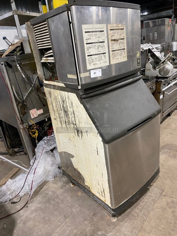 Manitowoc Commercial Ice Making Machine! On Ice Bin! All Stainless Steel! Model Y0454A Serial 990664254! 115V 1Phase! WORKING WHEN REMOVED!  - Image 2 of 7