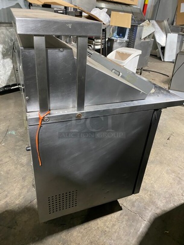 True Commercial Refrigerated Sandwich Prep Table! With Overhead Shelf! With 3 Door Storage Space Underneath! All Stainless Steel! On Casters! Model: TSSU7224MBST SN: 6626819 115V 60HZ 1 Phase - Image 2 of 11