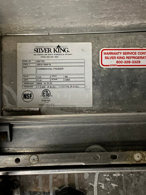 Silver King Commercial 5 Drawer Lowboy/Worktop Freezer! With 5 Drawer Storage Space! With Back Splash! All Stainless Steel! On Casters! Model: SKF72D SN: SBCH138491B 115V 60HZ  - Image 7 of 8