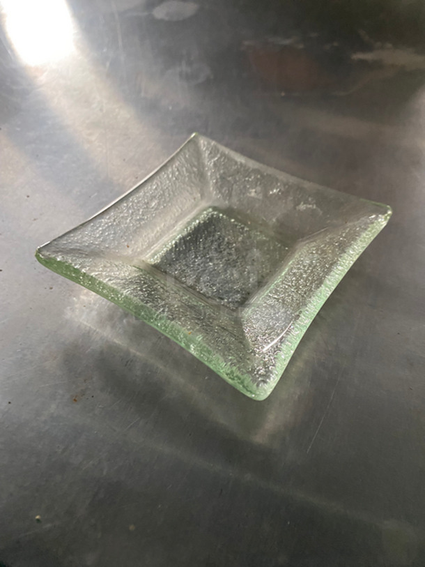 CUTE! Square 3" Crystal Clear Saucers! 3x Your Bid! Includes Black Poly Crates! - Image 6 of 6