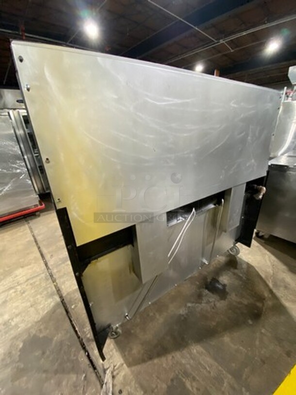 Commercial Natural Gas Powered 6 Burner Stove With Right Side Flat Griddle! Griddle Has Side Splashes! With Raised Back Splash And Salamander Shelf! With 2 Oven Underneath! Metal Oven Racks! All Stainless Steel! On Casters! - Image 4 of 11