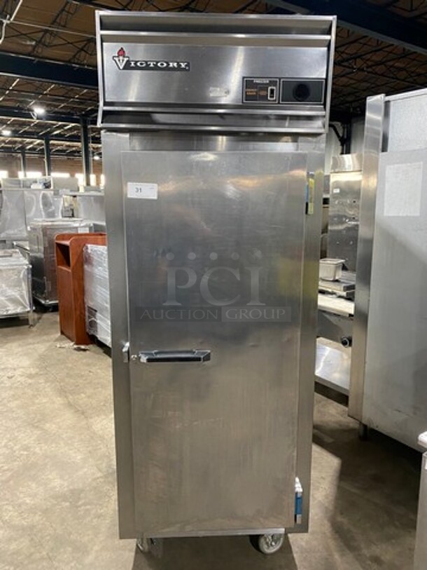 Victory Commercial Single Door Reach In Freezer! All Stainless Steel! On Caster! Model: FS1DS7EW SN: D0746821 115V 60HZ 1 Phase
