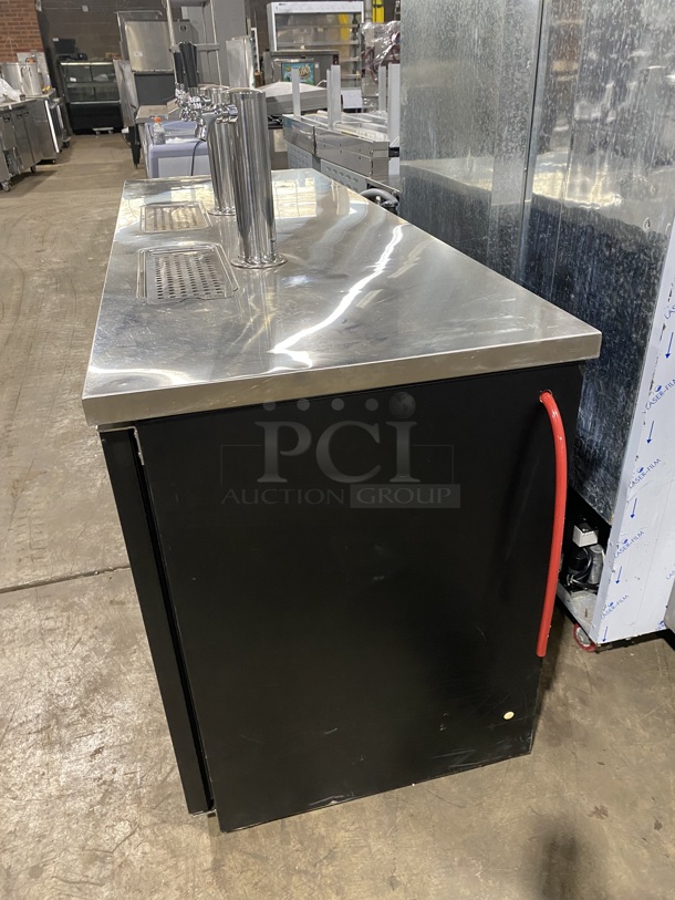 NICE! Late Model! Avantco Commercial Refrigerated Dual Tower Kegerator! With Towers! With 3 Door Storage Space Underneath! Poly Coated Racks! Model: 178UDD378 SN:6436334321083608 115V
 - Image 2 of 7