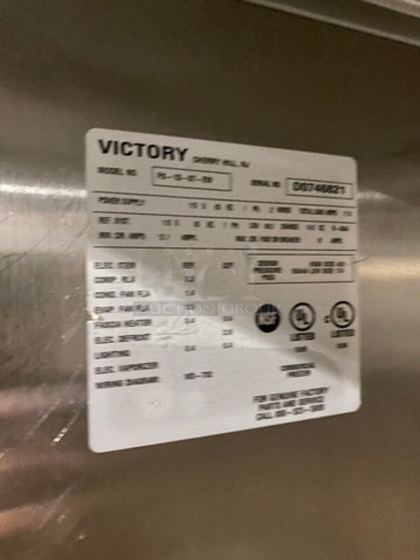 Victory Commercial Single Door Reach In Freezer! All Stainless Steel! On Caster! Model: FS1DS7EW SN: D0746821 115V 60HZ 1 Phase - Image 7 of 10