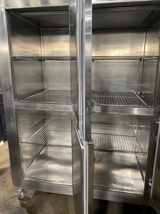 COOL! Traulsen Commercial 4 Split Door Reach In Refrigerator! With Racks! All Stainless Steel! On Casters! - Image 5 of 10