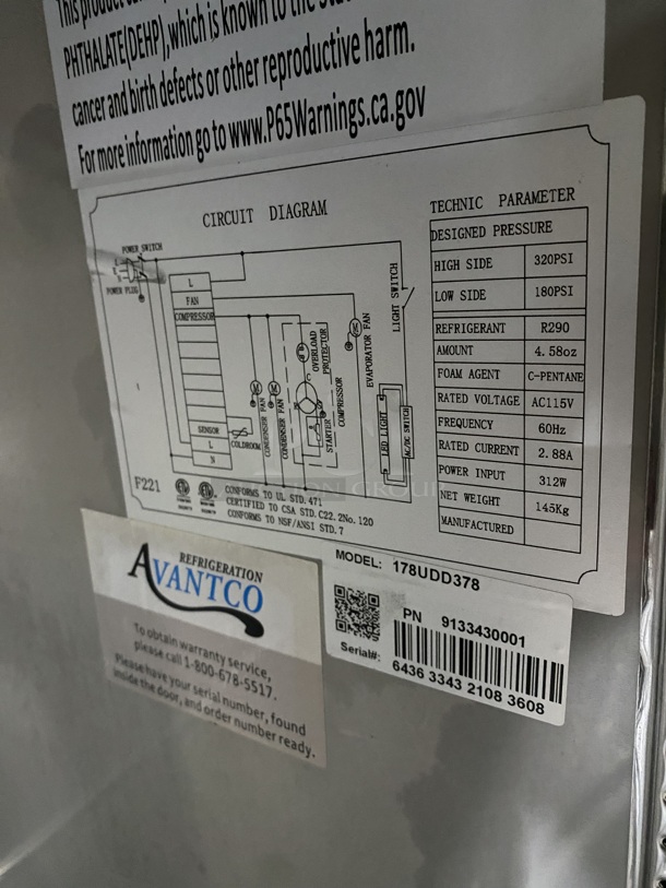 NICE! Late Model! Avantco Commercial Refrigerated Dual Tower Kegerator! With Towers! With 3 Door Storage Space Underneath! Poly Coated Racks! Model: 178UDD378 SN:6436334321083608 115V
 - Image 7 of 7