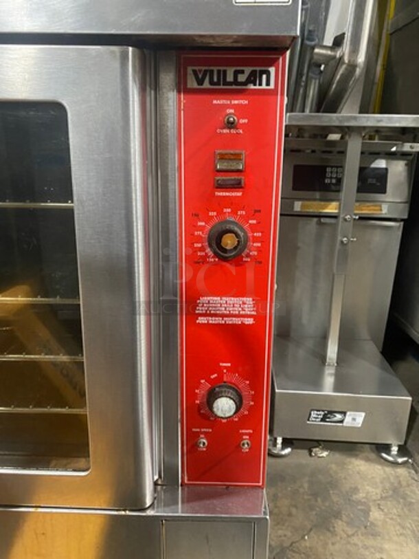 Vulcan Commercial Natural Gas Powered Double Deck Convection Oven! With View Through Doors! Metal Oven Racks! All Stainless Steel! On Legs! 2x Your Bid Makes One Unit! WORKING WHEN REMOVED! - Image 8 of 11