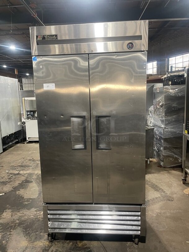 NICE! True Commercial 2 Door Reach In Refrigerator! With Poly Coated Racks! All Stainless Steel! On Casters! 115V 1 Phase! Model: T-35 SN: 7018068! - Image 1 of 10