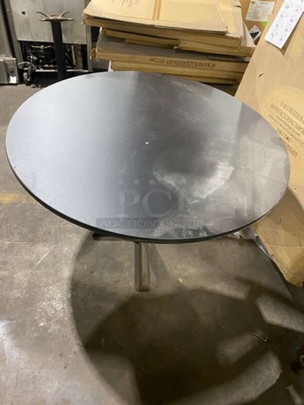 IN THE BOX! G & G Commercial 48" Round Black/ Mahogany Tabletops! With Metal Base! EACH LOT MAY HAVE DIFFERENT STYLE METAL BASE! EACH BOX HAS 2 TABLETOPS! 1 BOX PER LOT NUMBER! 2x Your Bid! - Image 4 of 7