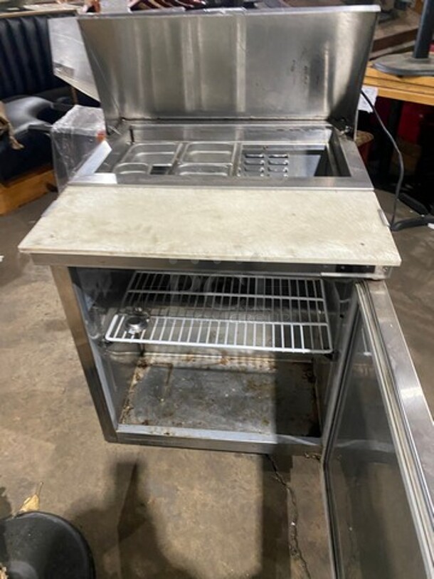Adcraft Commercial Refrigerated Sandwich Prep Table! With Commercial Cutting Board! Single Door Storage Space Underneath! All Stainless Steel! On Casters! Model: SL1D SN: 6371420414100605 - Image 5 of 10