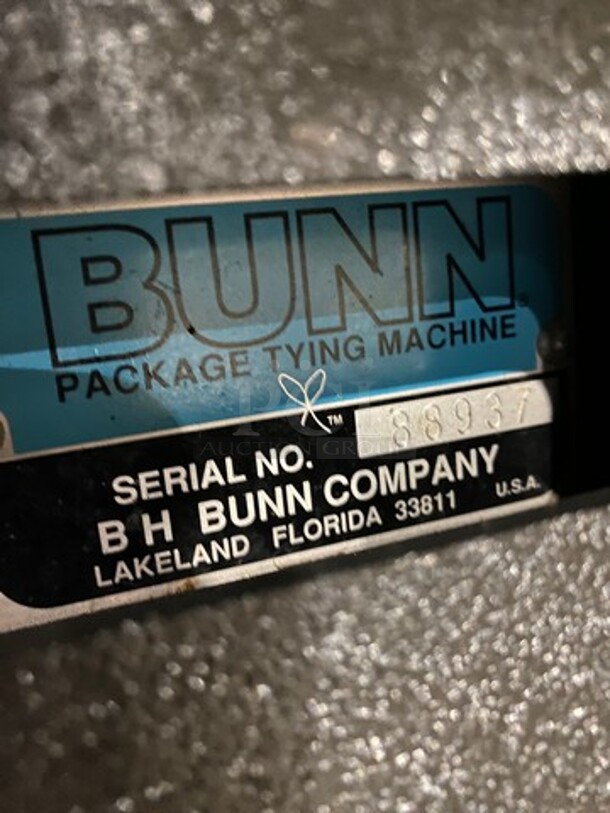 GREAT FIND! Bunn Commercial Electric Powered Package Tying Machine! Stainless Steel! On Casters! Model: 1691 SN: 88937 - Image 7 of 9