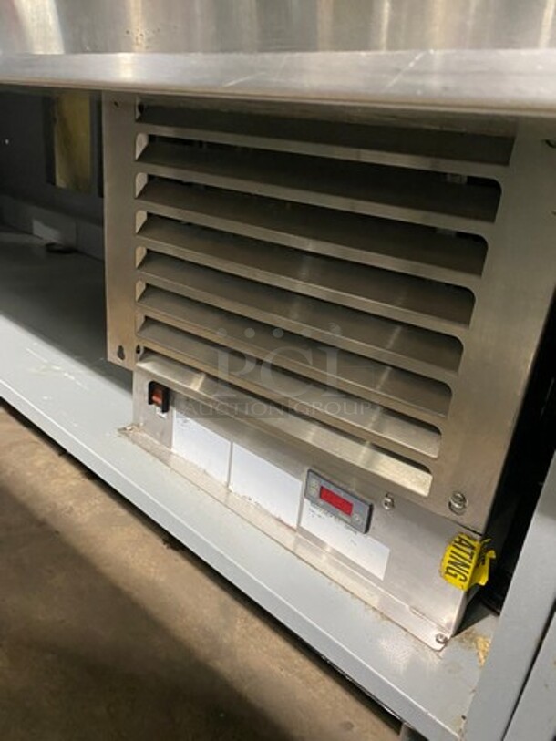 AMAZING! Duke Stainless Steel Commercial Subway Prep Line w/ Lowering Sneeze Guards! (1) Hot Well, (2) Refrigerated Prep Tables! - Image 12 of 12